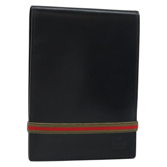 GUCCI Web Sherry Line Day Planner Cover Leather Outlet Black Auth 156713