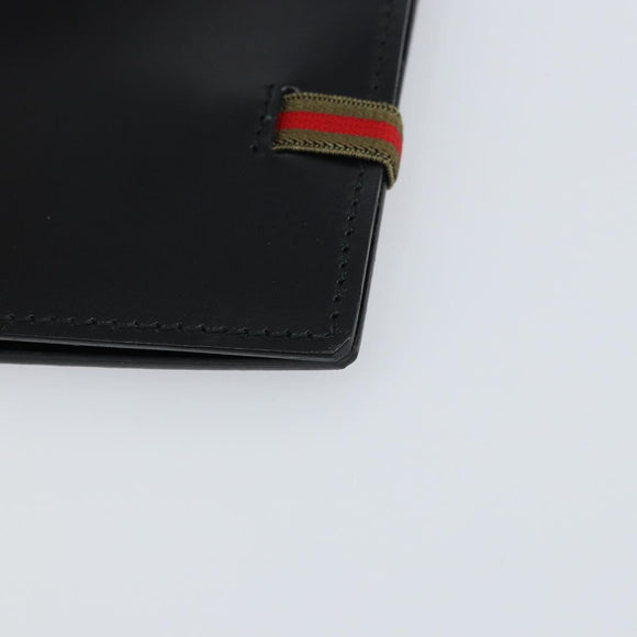 GUCCI Web Sherry Line Day Planner Cover Leather Outlet Black Auth 156713