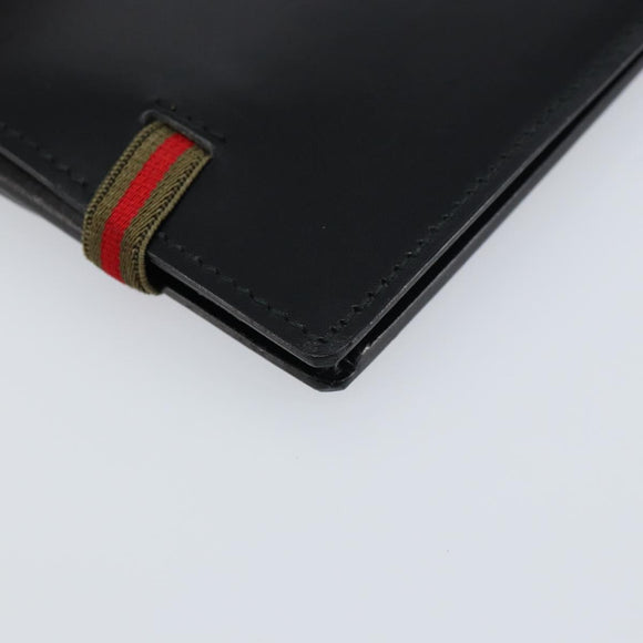GUCCI Web Sherry Line Day Planner Cover Leather Outlet Black Auth 156713