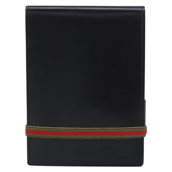 GUCCI Web Sherry Line Day Planner Cover Leather Outlet Black Auth 156713