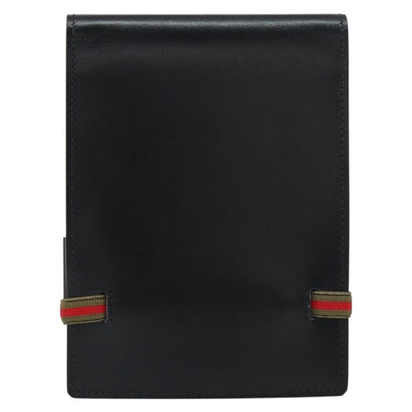 GUCCI Web Sherry Line Day Planner Cover Leather Outlet Black Auth 156713