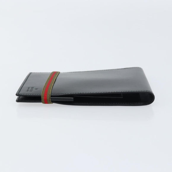 GUCCI Web Sherry Line Day Planner Cover Leather Outlet Black Auth 156713