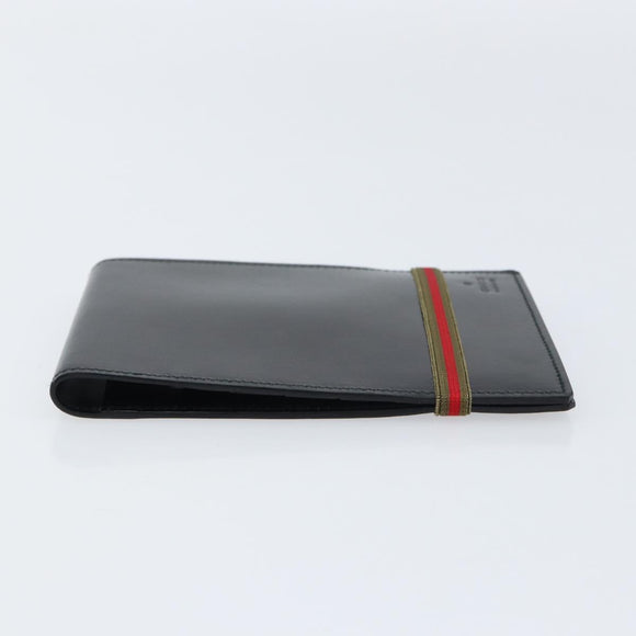 GUCCI Web Sherry Line Day Planner Cover Leather Outlet Black Auth 156713