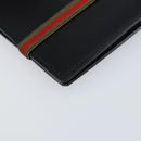 GUCCI Web Sherry Line Day Planner Cover Leather Outlet Black Auth 156713-14