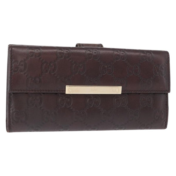 GUCCI GG Canvas Guccissima Long Wallet Leather Brown Gold 112715 Auth 156714