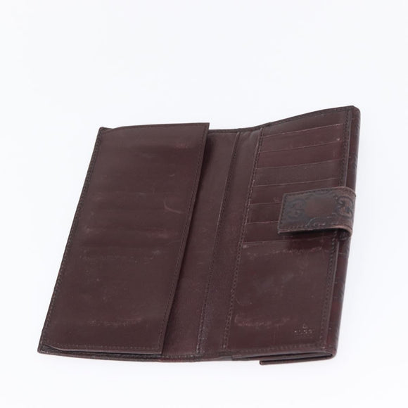 GUCCI GG Canvas Guccissima Long Wallet Leather Brown Gold 112715 Auth 156714
