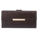 GUCCI GG Canvas Guccissima Long Wallet Leather Brown Gold 112715 Auth 156714-13