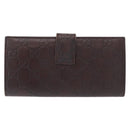 GUCCI GG Canvas Guccissima Long Wallet Leather Brown Gold 112715 Auth 156714-2