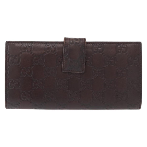 GUCCI GG Canvas Guccissima Long Wallet Leather Brown Gold 112715 Auth 156714
