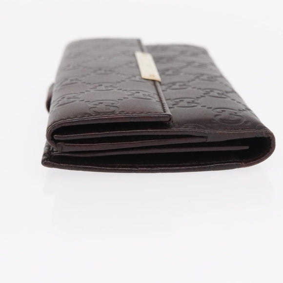 GUCCI GG Canvas Guccissima Long Wallet Leather Brown Gold 112715 Auth 156714