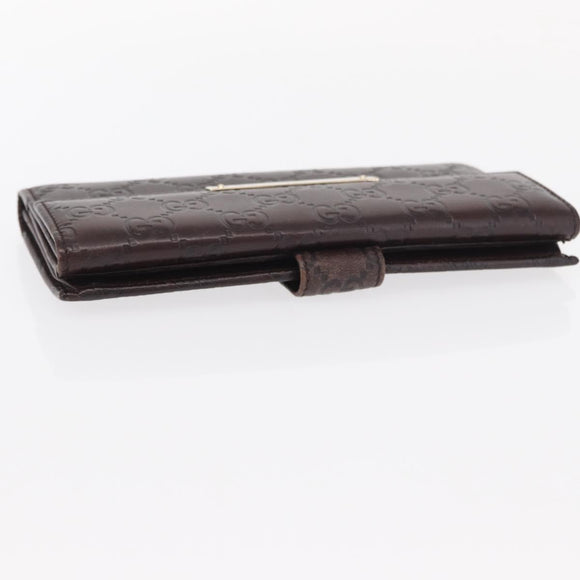 GUCCI GG Canvas Guccissima Long Wallet Leather Brown Gold 112715 Auth 156714