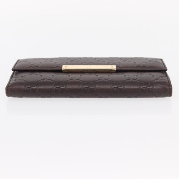 GUCCI GG Canvas Guccissima Long Wallet Leather Brown Gold 112715 Auth 156714