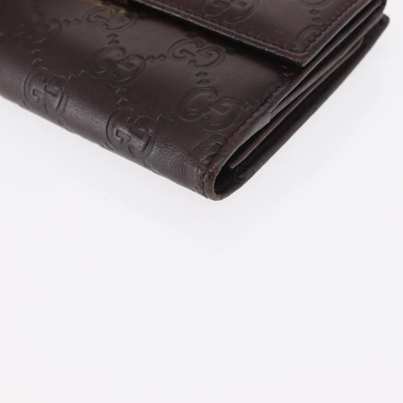 GUCCI GG Canvas Guccissima Long Wallet Leather Brown Gold 112715 Auth 156714