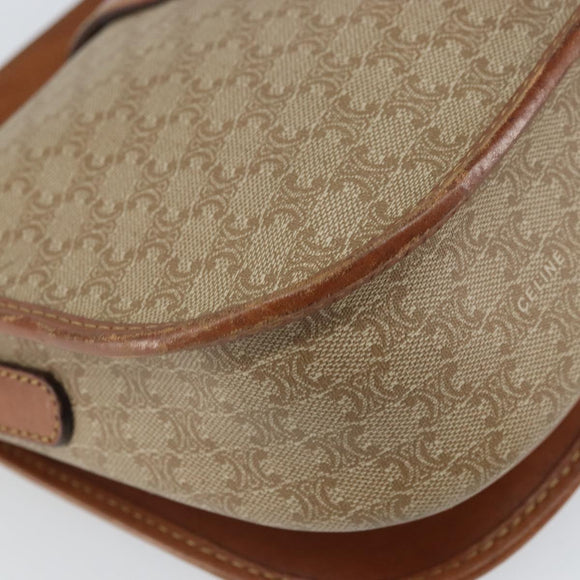 CELINE Macadam Canvas Shoulder Bag PVC Beige Gold Auth 156728