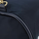 CELINE Circle Shoulder Bag Nylon Leather Navy Gold Auth 156729-16