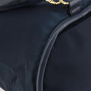 CELINE Circle Shoulder Bag Nylon Leather Navy Gold Auth 156729-9