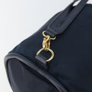CELINE Circle Shoulder Bag Nylon Leather Navy Gold Auth 156729-10