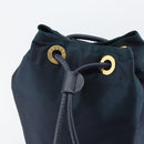 CELINE Circle Shoulder Bag Nylon Leather Navy Gold Auth 156729-17