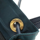 CELINE Circle Shoulder Bag Nylon Leather Navy Gold Auth 156729-19