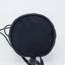CELINE Circle Shoulder Bag Nylon Leather Navy Gold Auth 156729-5