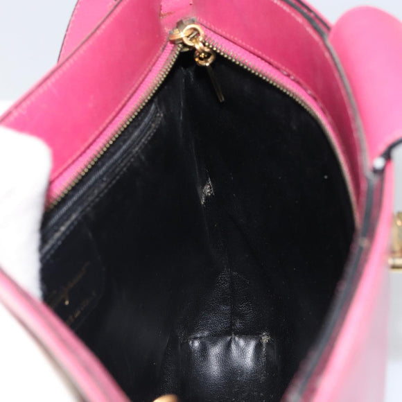 Salvatore Ferragamo Gancini Shoulder Bag Leather Pink Gold Auth 156730