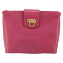 Salvatore Ferragamo Gancini Shoulder Bag Leather Pink Gold Auth 156730-2