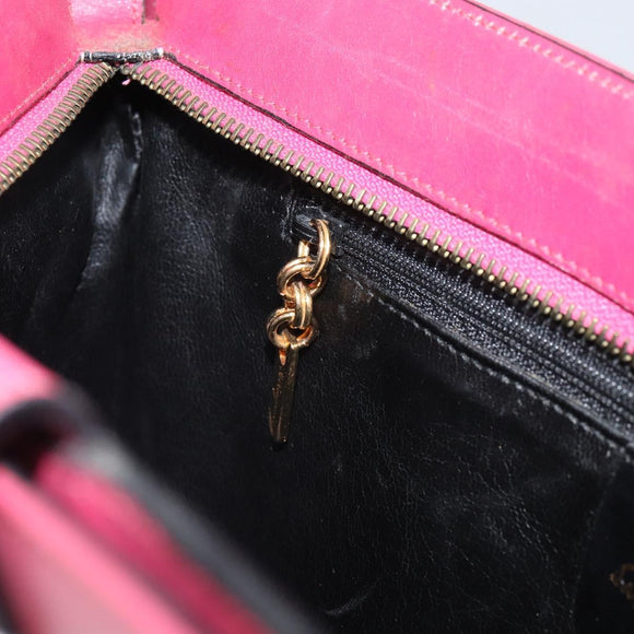 Salvatore Ferragamo Gancini Shoulder Bag Leather Pink Gold Auth 156730