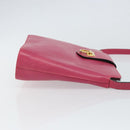 Salvatore Ferragamo Gancini Shoulder Bag Leather Pink Gold Auth 156730-4