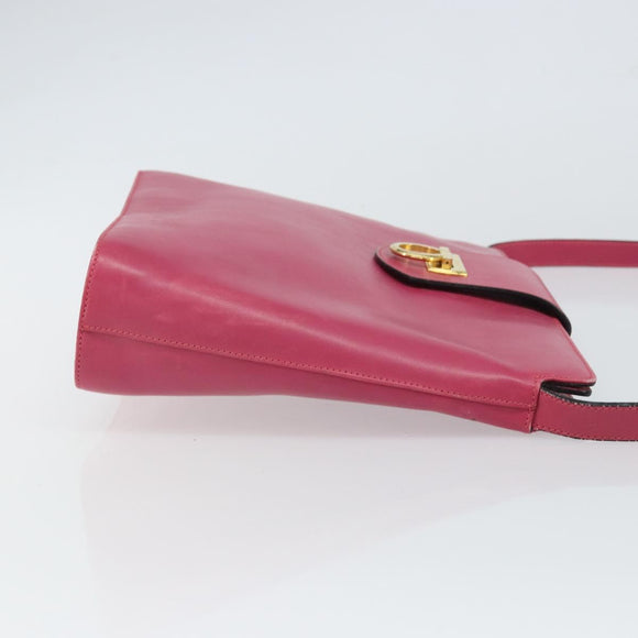 Salvatore Ferragamo Gancini Shoulder Bag Leather Pink Gold Auth 156730