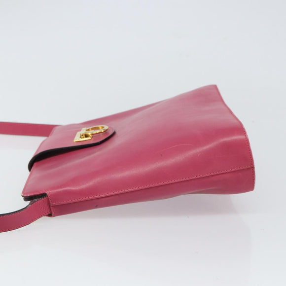 Salvatore Ferragamo Gancini Shoulder Bag Leather Pink Gold Auth 156730