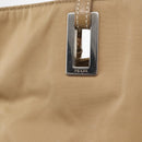 PRADA Tote Bag Nylon Leather Beige Silver Auth 156731-20