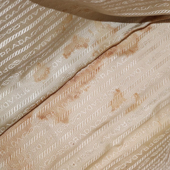 PRADA Tote Bag Nylon Leather Beige Silver Auth 156731