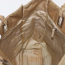 PRADA Tote Bag Nylon Leather Beige Silver Auth 156731-21
