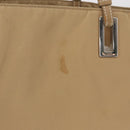 PRADA Tote Bag Nylon Leather Beige Silver Auth 156731-3
