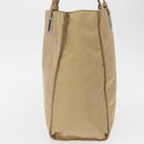 PRADA Tote Bag Nylon Leather Beige Silver Auth 156731-5