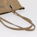 PRADA Tote Bag Nylon Leather Beige Silver Auth 156731-8