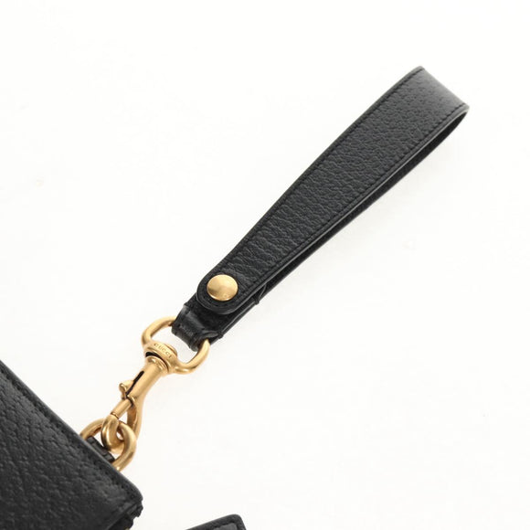 GUCCI GG Marmont Clutch Bag Leather Black 475317 Auth 156740V