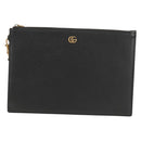 GUCCI GG Marmont Clutch Bag Leather Black 475317 Auth 156740V-2