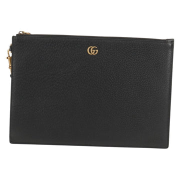 GUCCI GG Marmont Clutch Bag Leather Black 475317 Auth 156740V - 0
