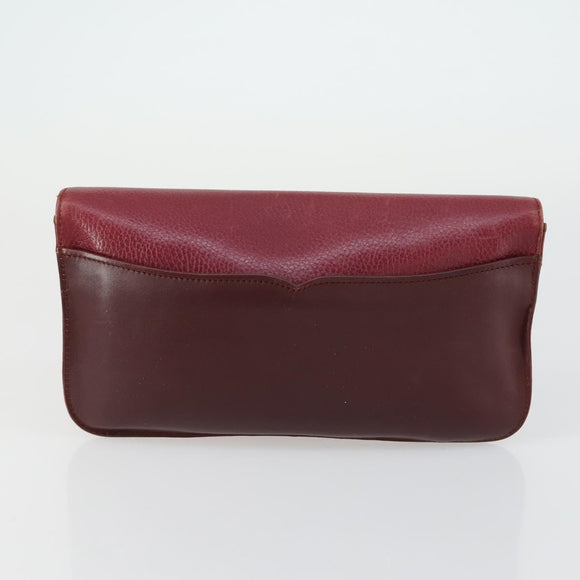 CARTIER Clutch Bag Leather 2 Set Bordeaux Auth 156742