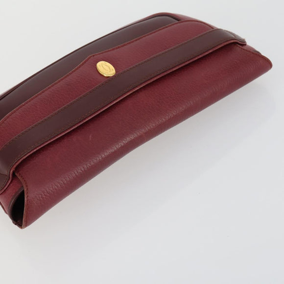 CARTIER Clutch Bag Leather 2 Set Bordeaux Auth 156742