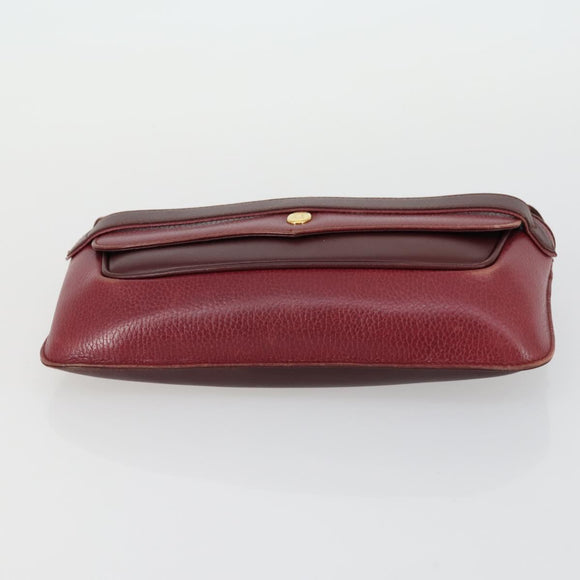 CARTIER Clutch Bag Leather 2 Set Bordeaux Auth 156742