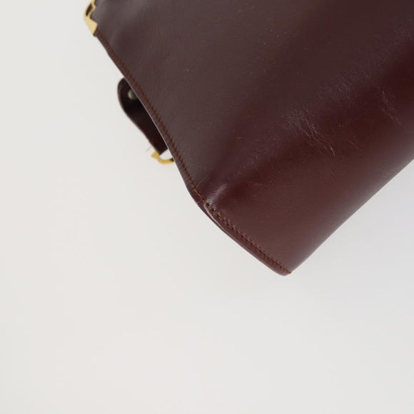 CARTIER Clutch Bag Leather 2 Set Bordeaux Auth 156742