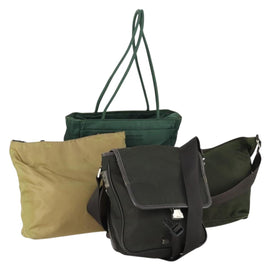 PRADA Shoulder Bag Nylon 4 Set Beige Khaki Auth 156743