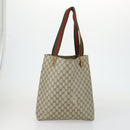 GUCCI GG Supreme Web Sherry Line Shoulder Bag PVC 3 Set Beige Gold Auth 156744-3