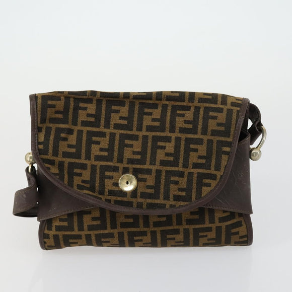 GIVENCHY Fendi Saint Laurent Zucca Canvas Bag PVC 3 Set Brown Black Auth 156745