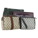 GUCCI GG Supreme Clutch Bag PVC Leather 4 Set Beige Black Auth 156746-1