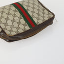 GUCCI GG Supreme Clutch Bag PVC Leather 4 Set Beige Black Auth 156746-11