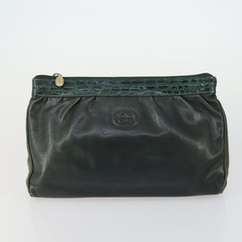 GUCCI GG Supreme Clutch Bag PVC Leather 4 Set Beige Black Auth 156746 - 0