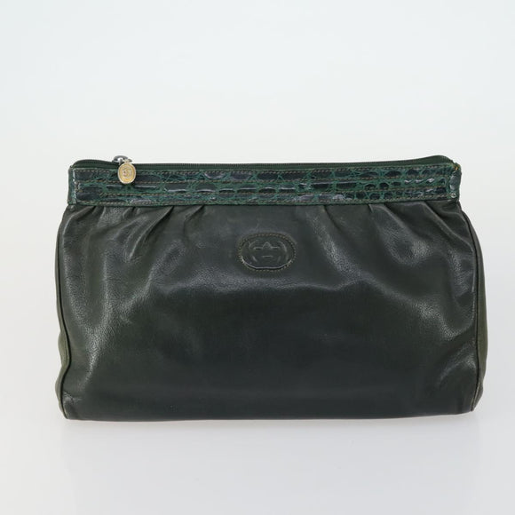 GUCCI GG Supreme Clutch Bag PVC Leather 4 Set Beige Black Auth 156746